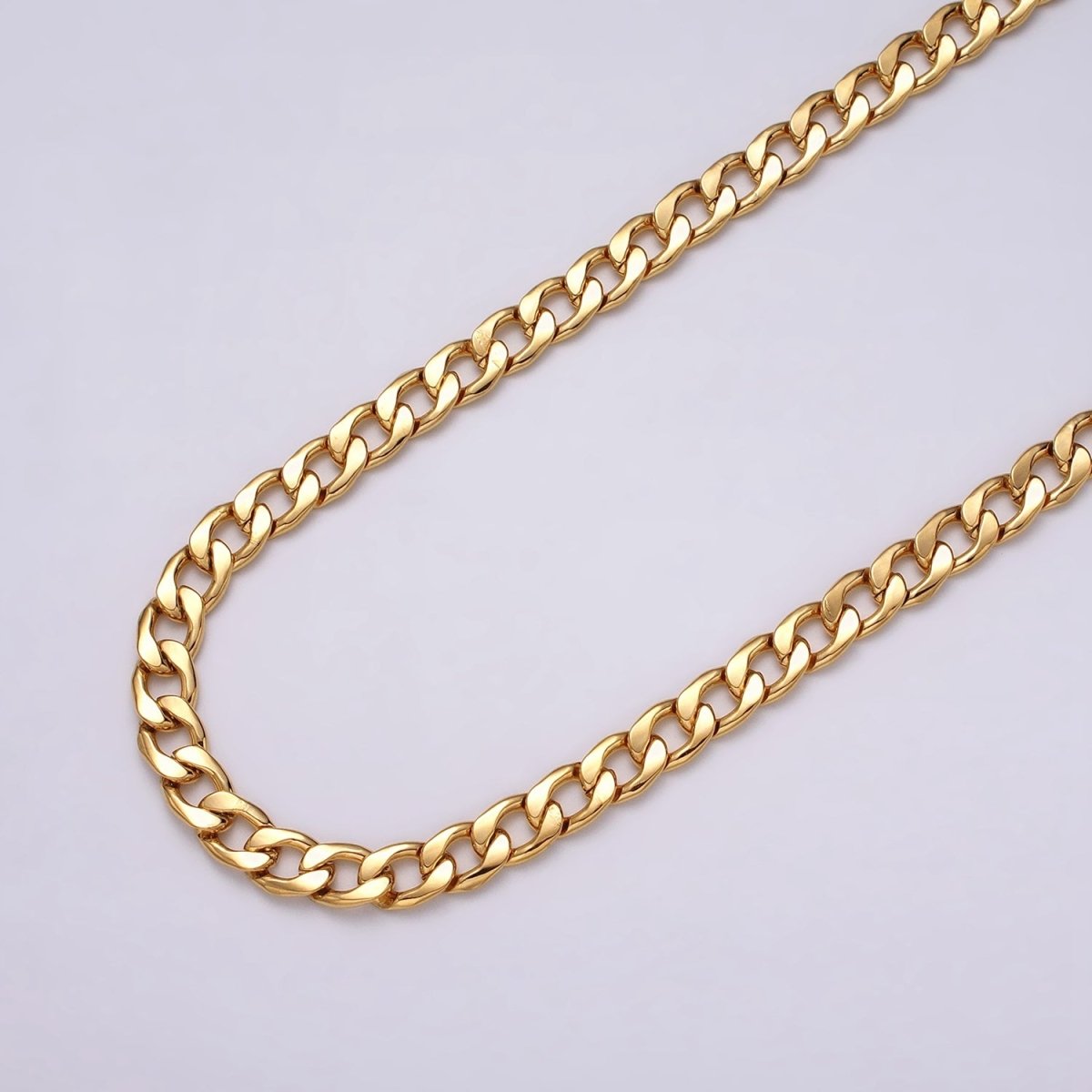 24k Gold Filled Cuban Curb Chain 7.5mm Unfinished Unisex Curb Link Chain by Yard Wholesale Jewelry Making Supplies | ROLL-1283 ROLL-1284 Clearance Pricing