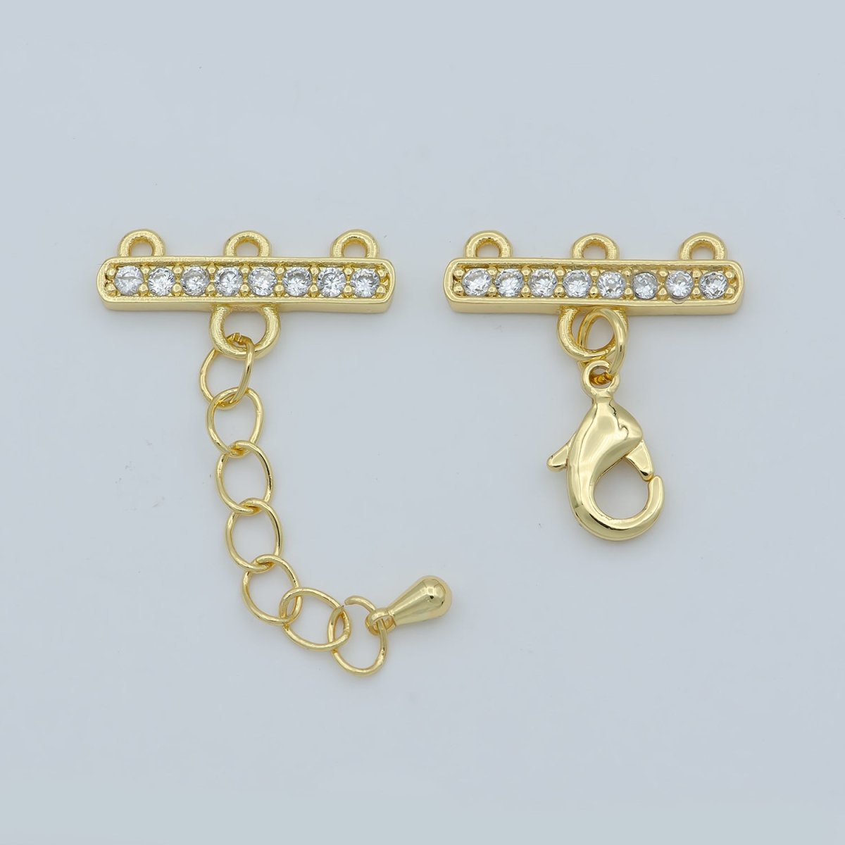 24K Gold Filled Cubic Zircon Crystal Lobster Clasp Necklace Layer Chain Extender  L-394 L-395