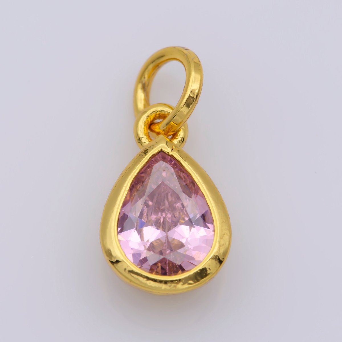 24K Gold Filled Cubic Zirconia CZ Teardrop Charm Jewelry Making Component | M-511-M-517
