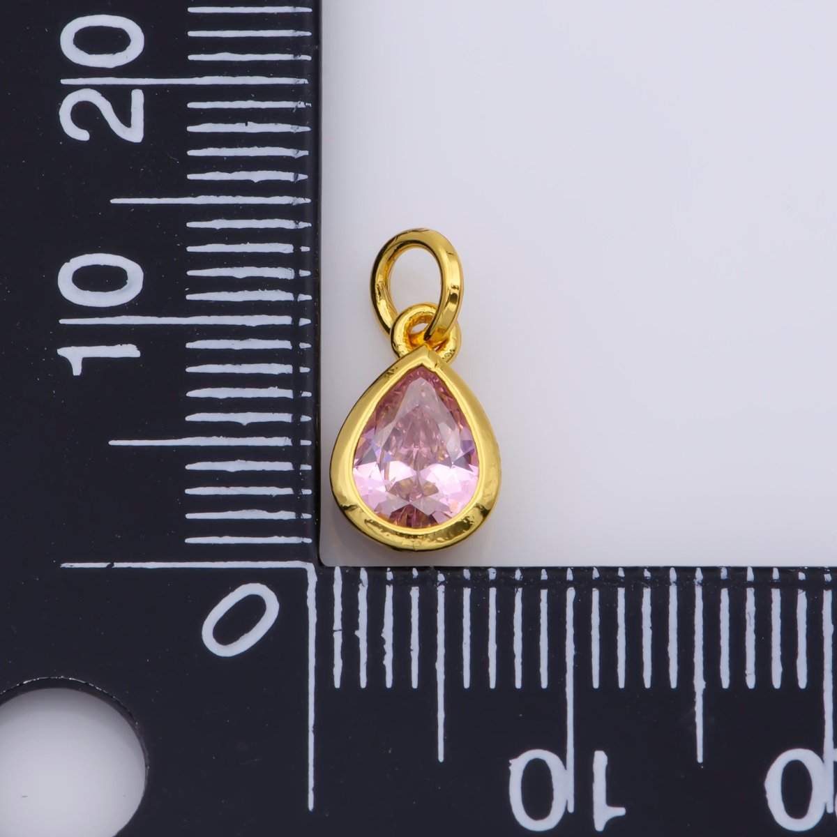 24K Gold Filled Cubic Zirconia CZ Teardrop Charm Jewelry Making Component | M-511-M-517