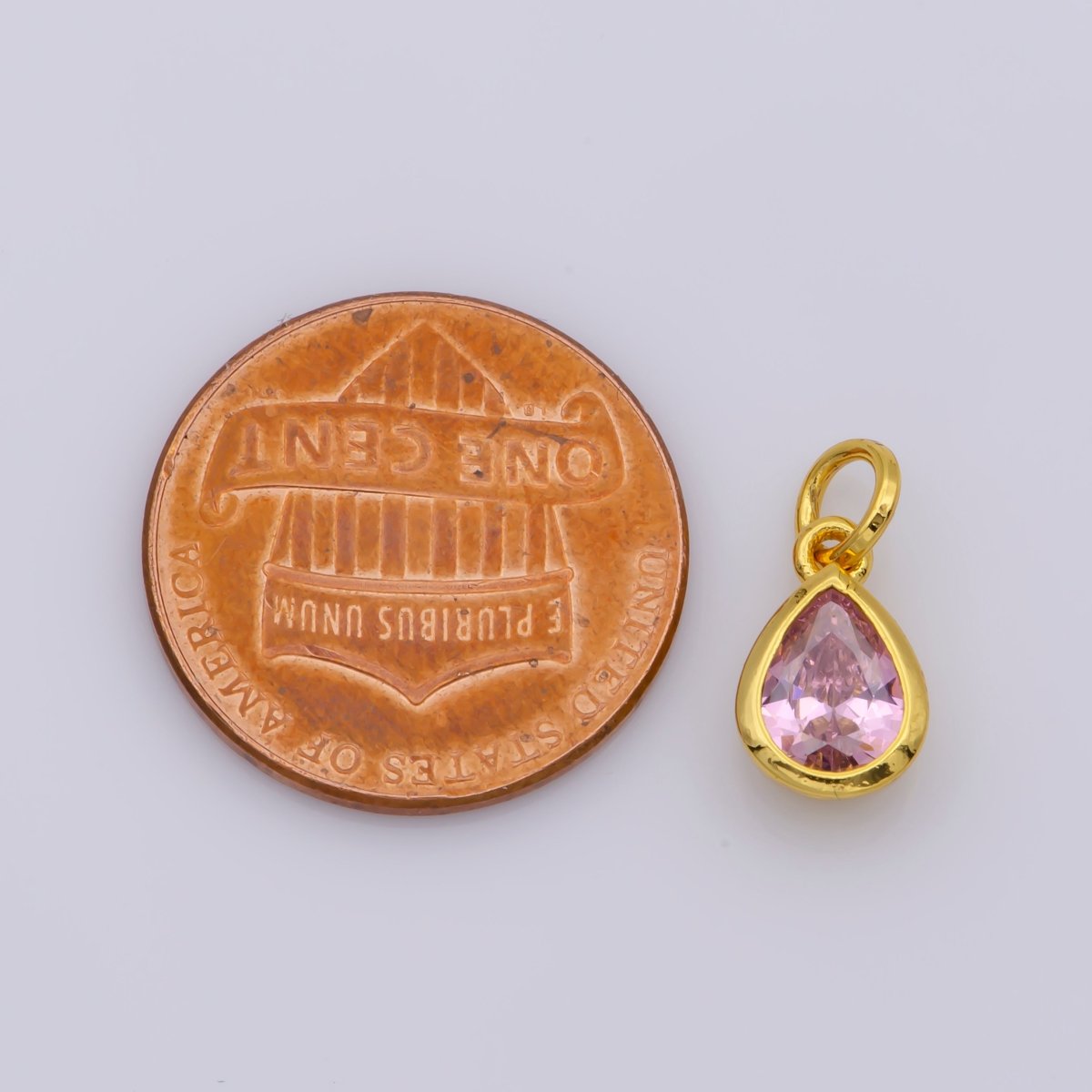 24K Gold Filled Cubic Zirconia CZ Teardrop Charm Jewelry Making Component | M-511-M-517