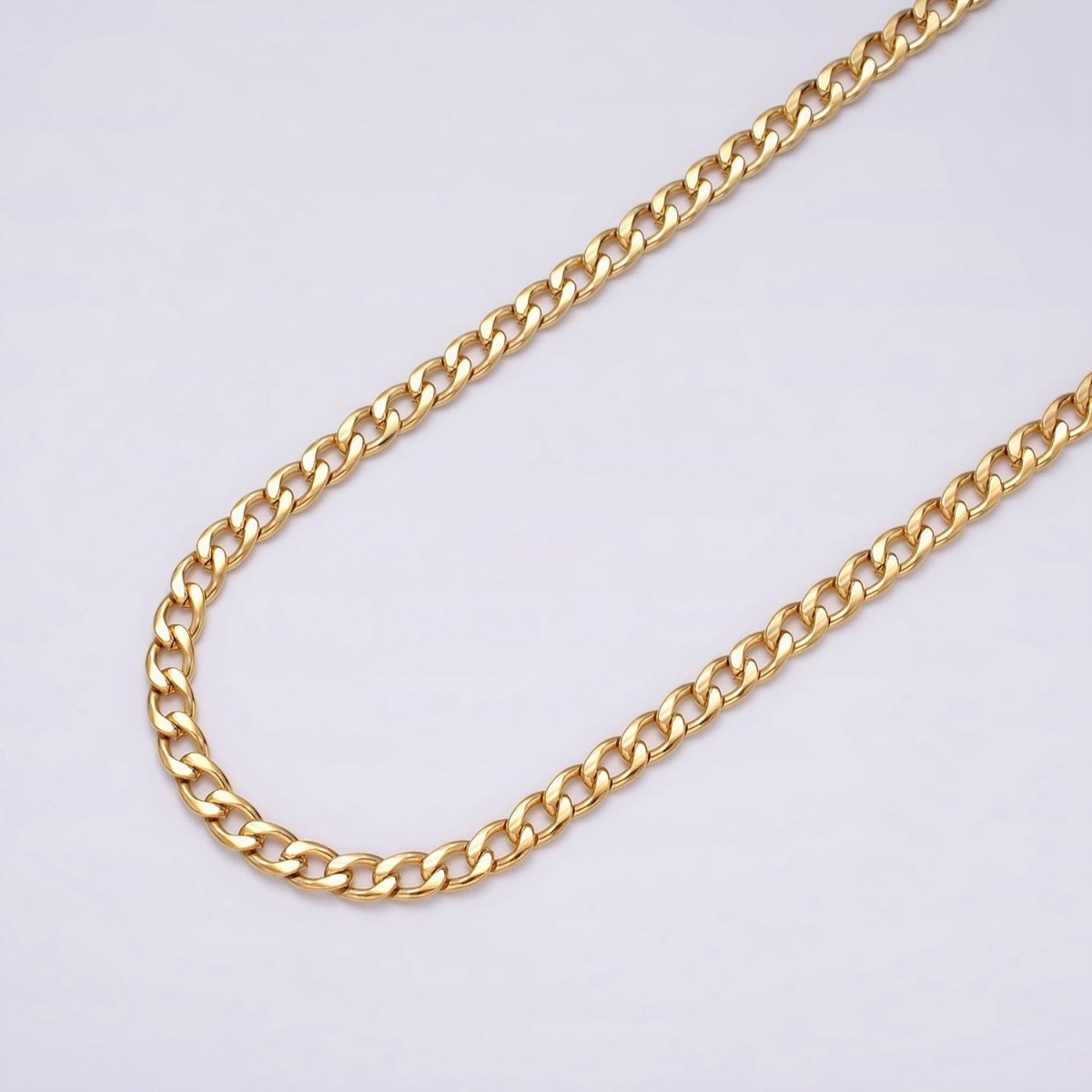 24K Gold Filled Curb Chain 5 mm Dainty Miami Cuban Curb Unfinished Chain by Yard | ROLL-1293 ROLL-1294 Clearance Pricing