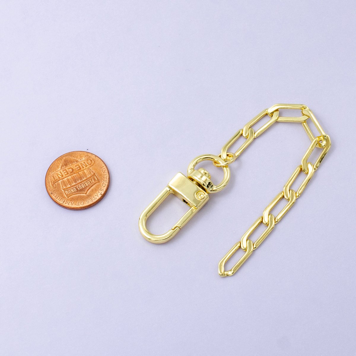 24K Gold Filled Curb Flat Link Chain Bag Purse Charm Swivel Keychain Finding | WA - 2759 - DLUXCA