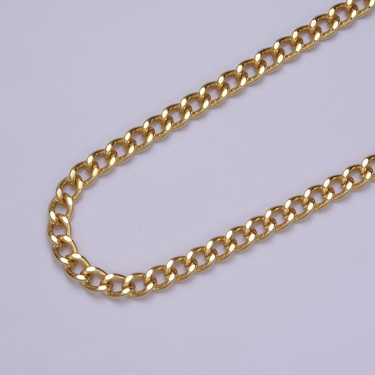 24K Gold Filled Curb Unfinished Chain, 6mm Figaro Curb Chain For Necklace Making, Jewelry Supply Component | ROLL-651 Clearance Pricing - DLUXCA
