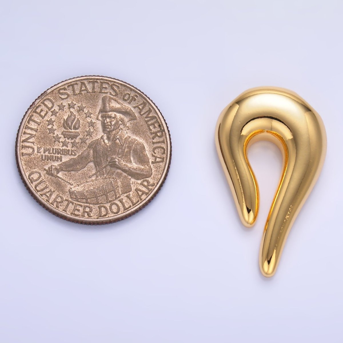 24K Gold Filled Curve Horn Slide Charm | W821 - DLUXCA