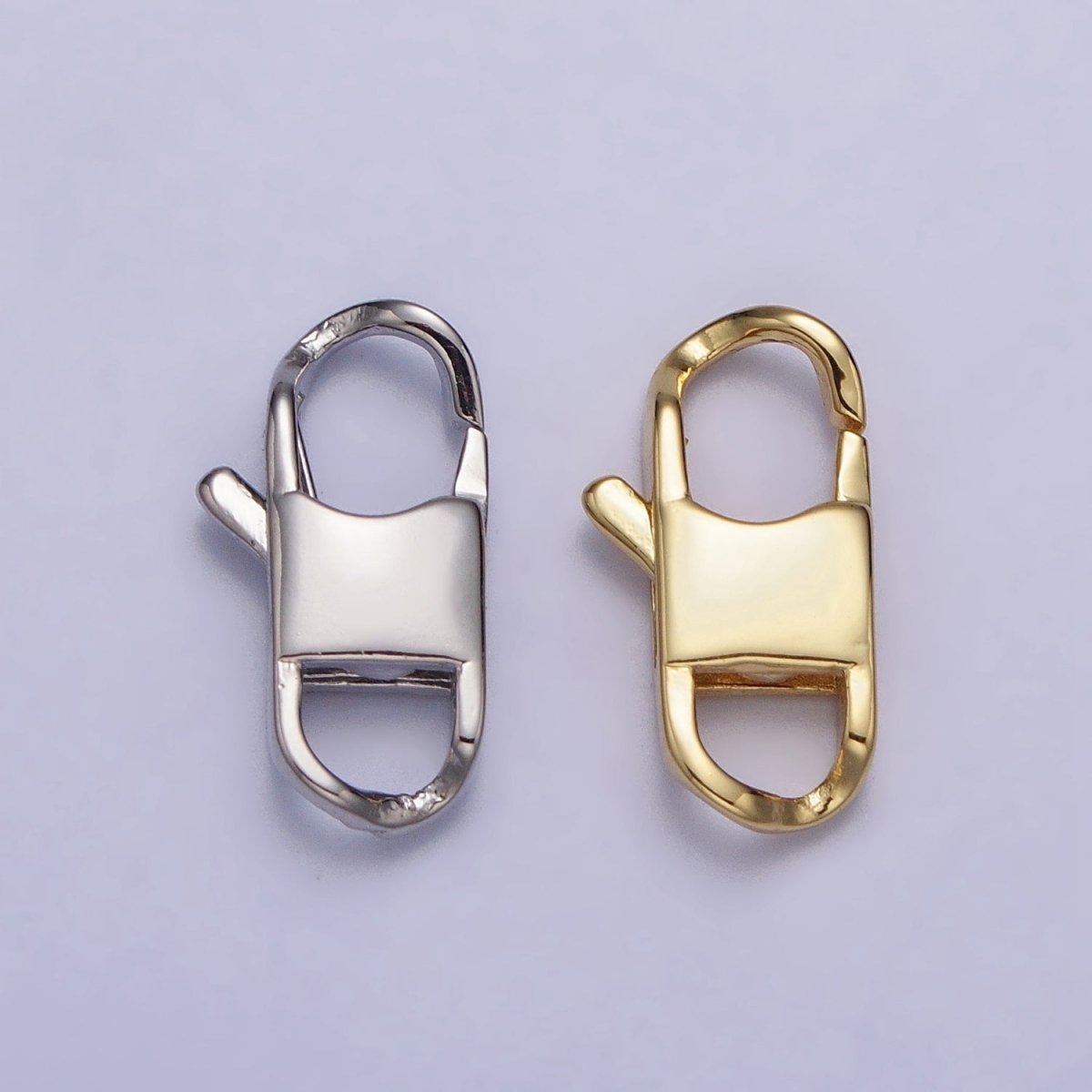 24K Gold Filled Curved Lobster Clasps Hammered Geometric Rectangular Closure Supply in Gold & Silver | Z-119 Z-120