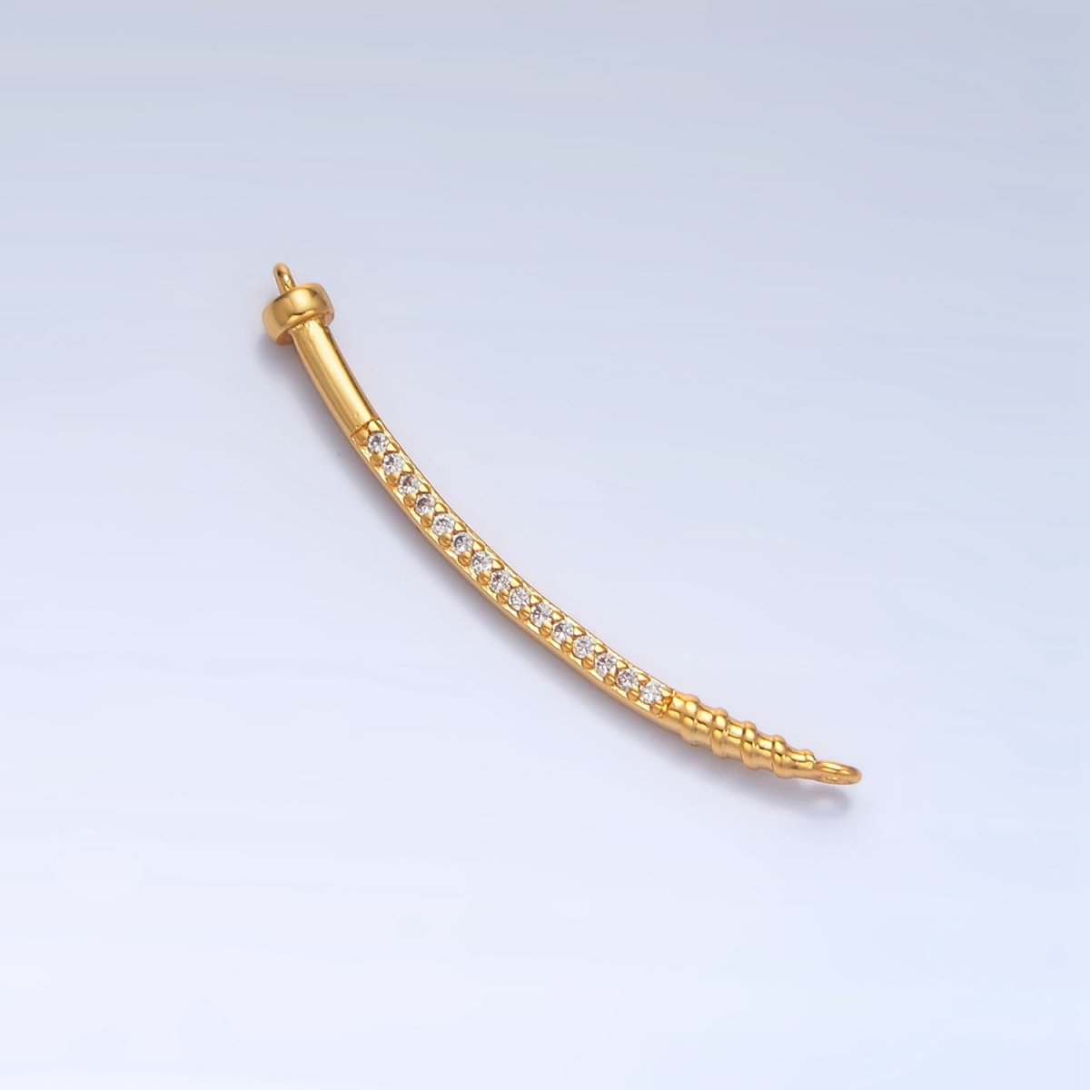 24K Gold Filled Curved Micro Paved CZ Nail Connector in Gold & Silver | F131