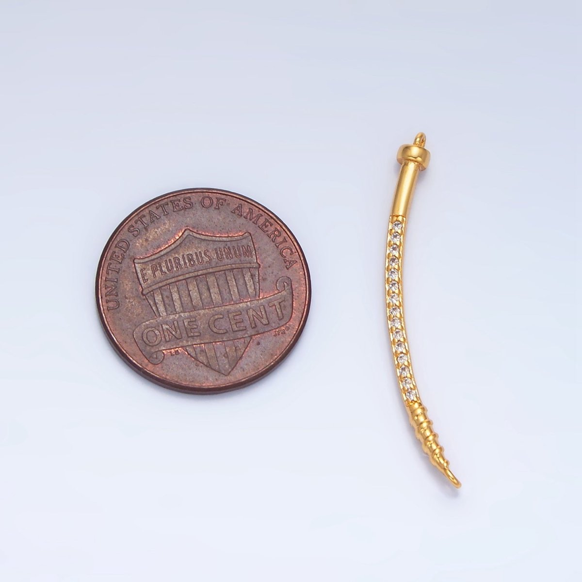 24K Gold Filled Curved Micro Paved CZ Nail Connector in Gold & Silver | F131