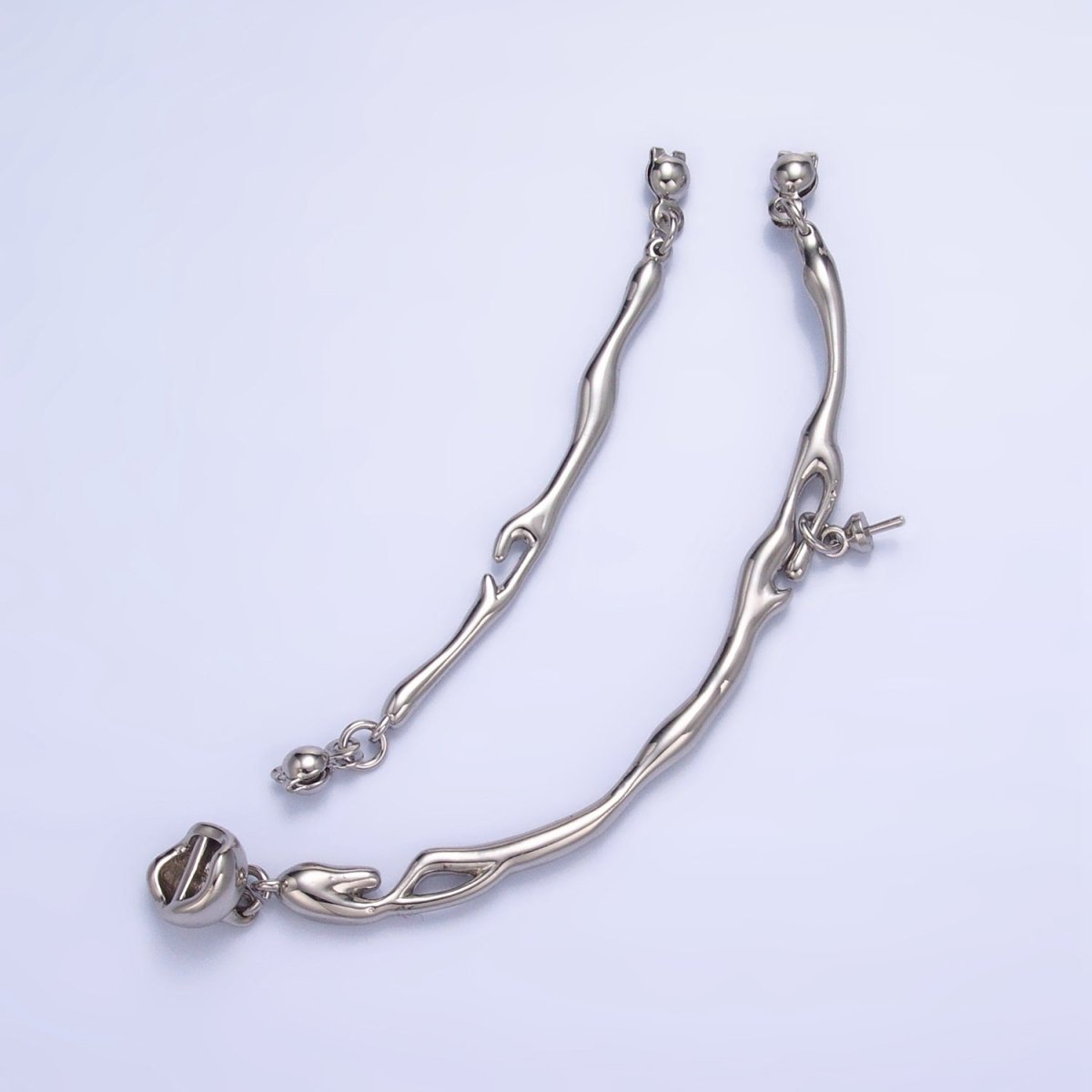 24K Gold Filled Curved Molten Drip Needle Drop Connector Findings Set in Gold & Silver | Z776