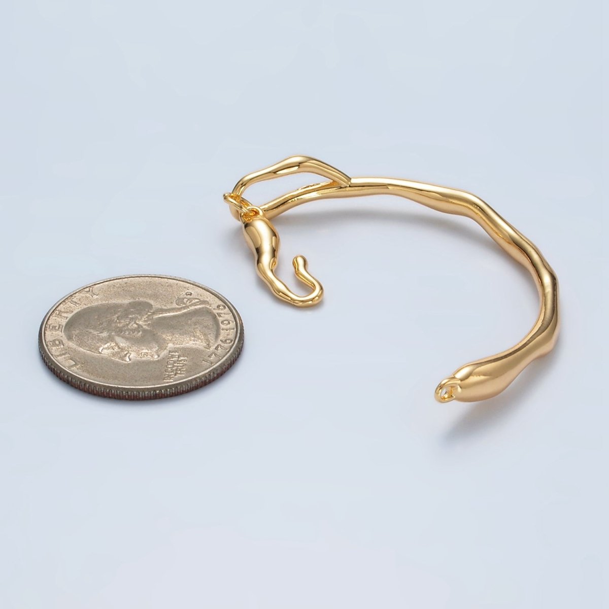 24K Gold Filled Curved Molten Hook Closure Findings Set in Silver & Gold | Z834 Z835