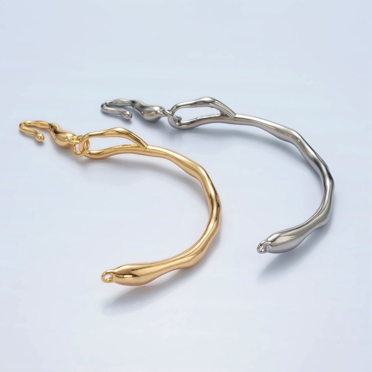 24K Gold Filled Curved Molten Hook Closure Findings Set in Silver & Gold | Z834 Z835