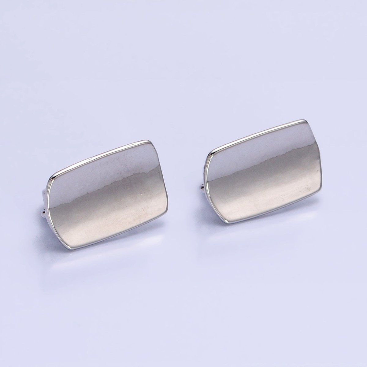 24K Gold Filled Curved Oblong Rectangular Open Loop English Lock Earrings Supply in Silver & Gold | Z-198 Z-333