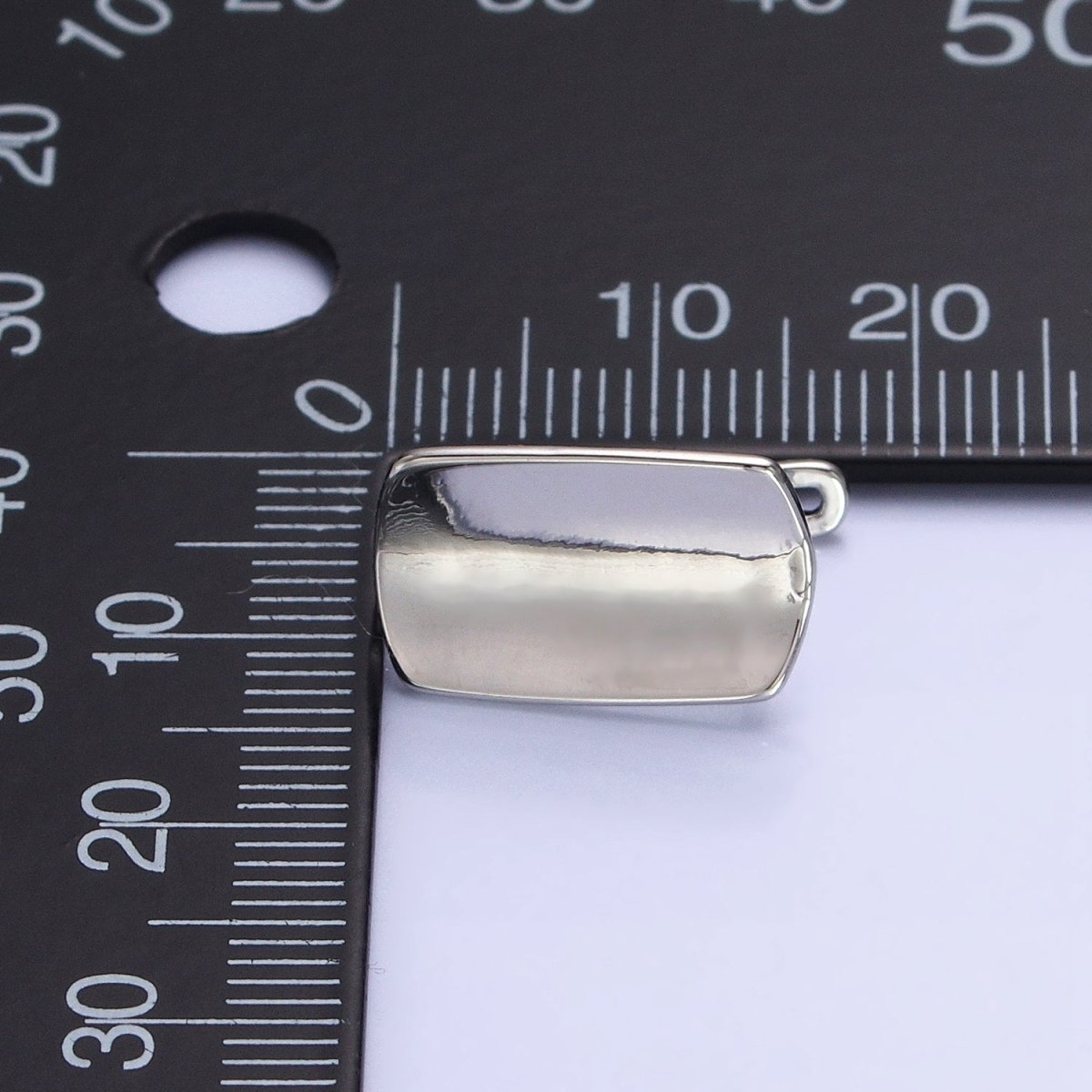 24K Gold Filled Curved Oblong Rectangular Open Loop English Lock Earrings Supply in Silver & Gold | Z-198 Z-333