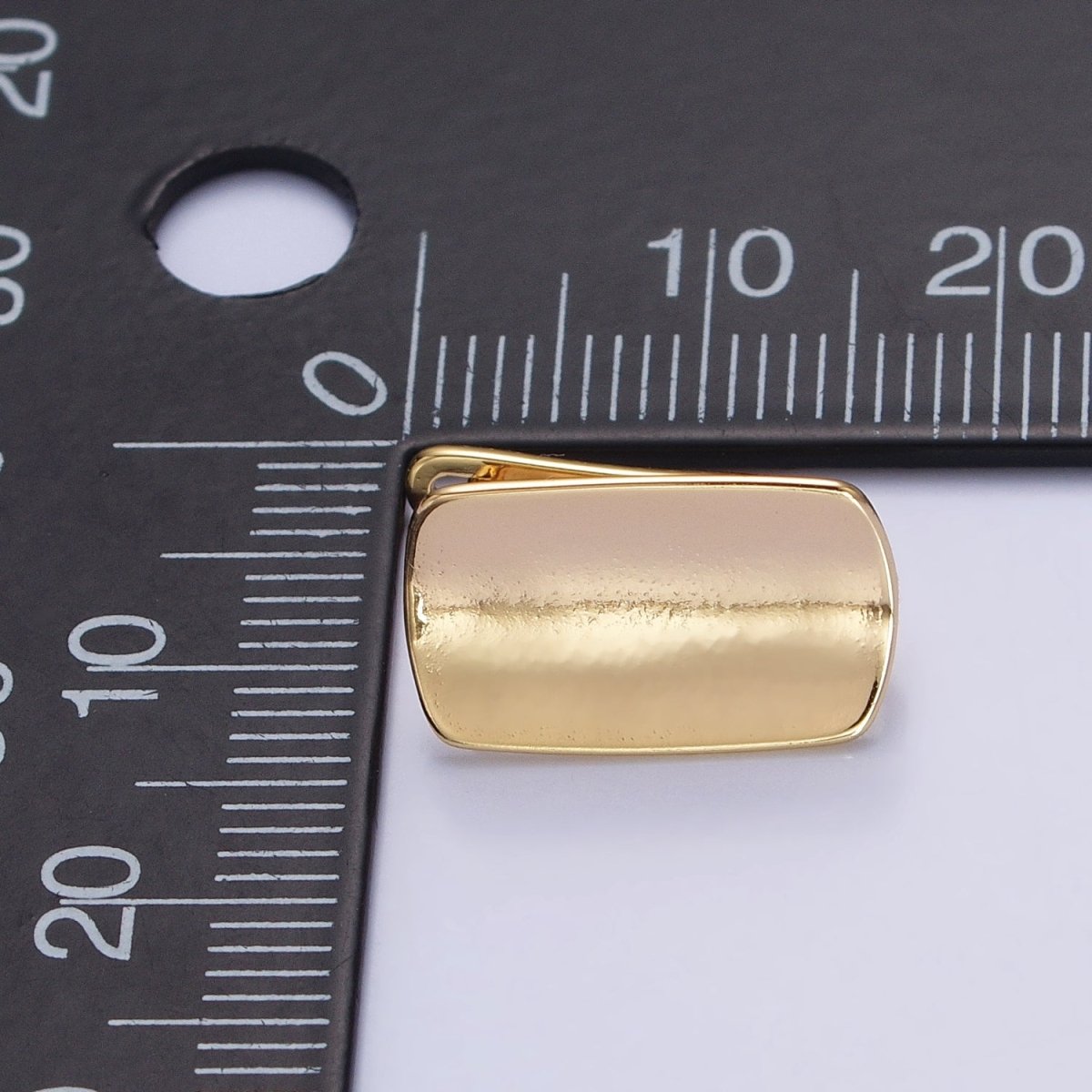 24K Gold Filled Curved Oblong Rectangular Open Loop English Lock Earrings Supply in Silver & Gold | Z-198 Z-333