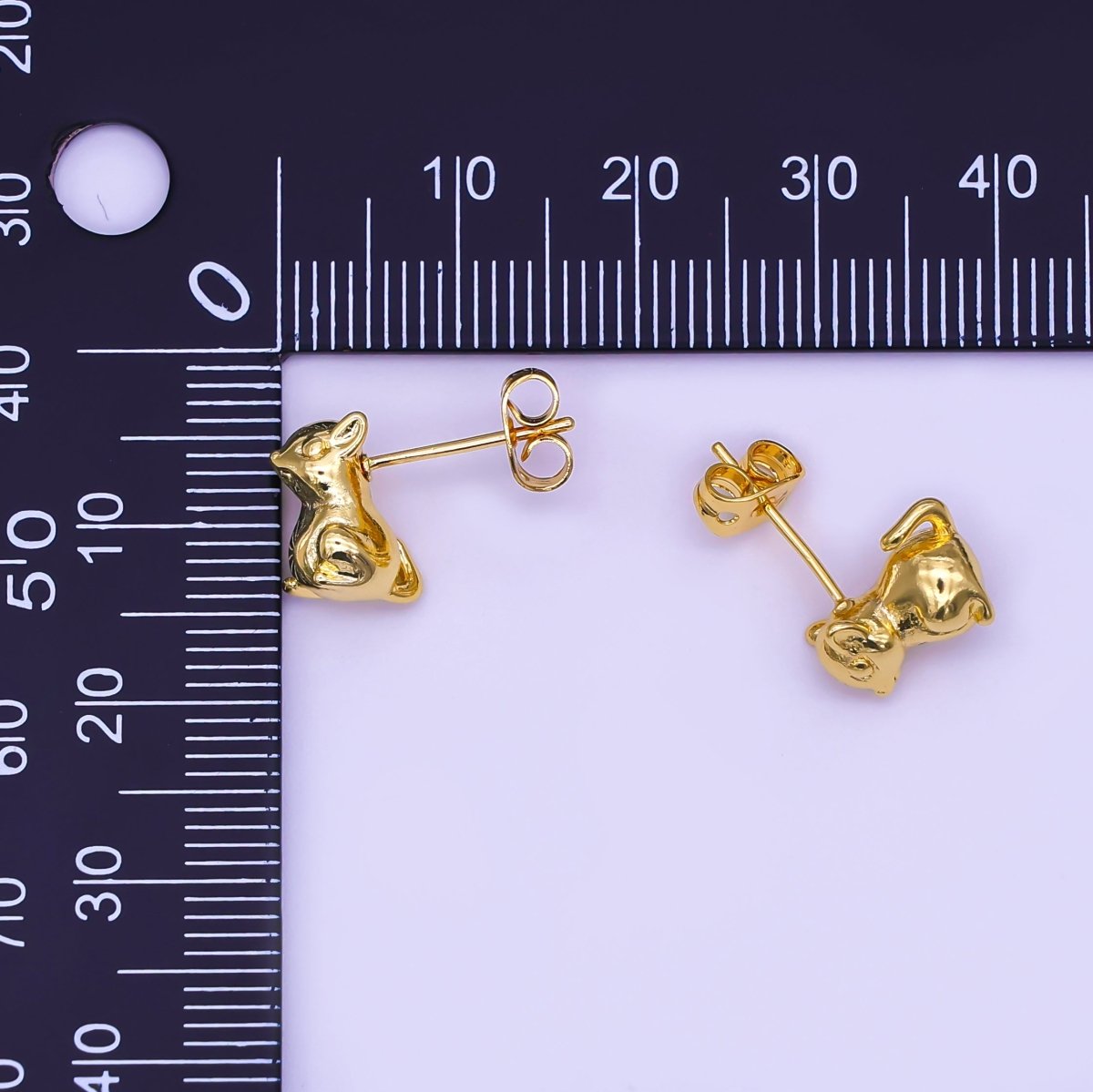 24K Gold Filled Cute Animal Multidimensional 3D Stud Earrings | V535 - DLUXCA