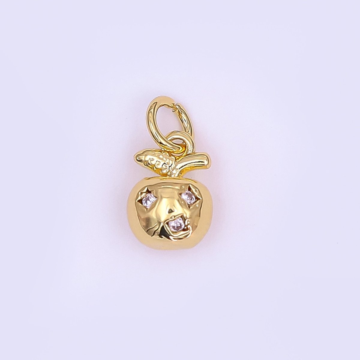 24K Gold Filled CZ Apple Fruit Multidimensional 3D Charm | N096 - DLUXCA