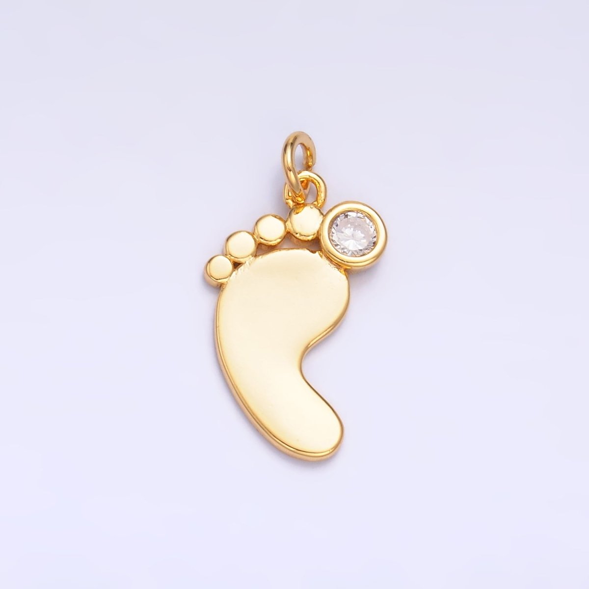 24K Gold Filled CZ Baby Feet Charm in Gold & Silver | W791