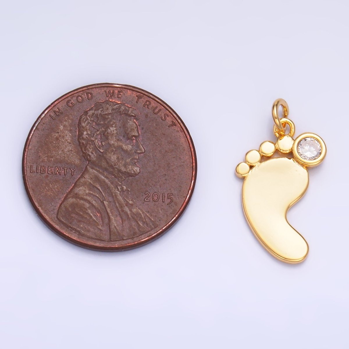 24K Gold Filled CZ Baby Feet Charm in Gold & Silver | W791