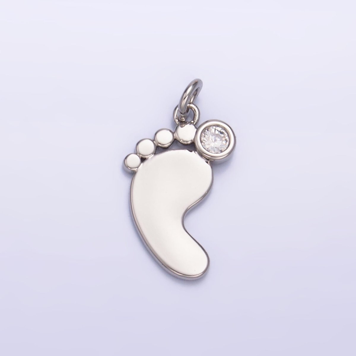 24K Gold Filled CZ Baby Feet Charm in Gold & Silver | W791