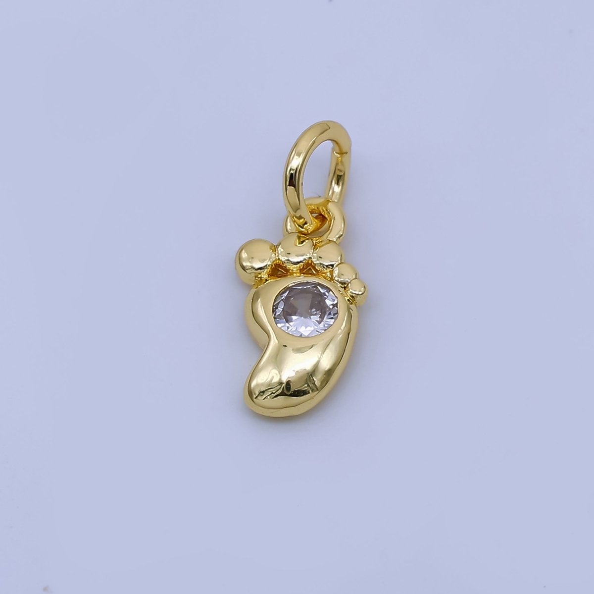 24K Gold Filled CZ Baby Foot 3D Multidimensional Mini Charm | AJ380 - DLUXCA