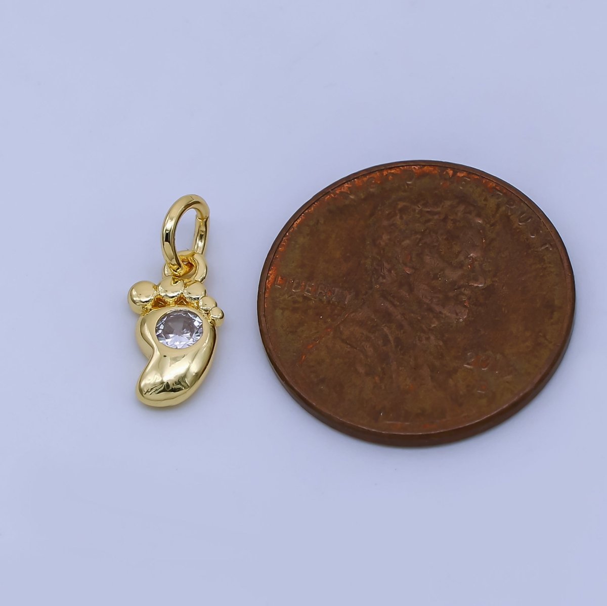 24K Gold Filled CZ Baby Foot 3D Multidimensional Mini Charm | AJ380 - DLUXCA