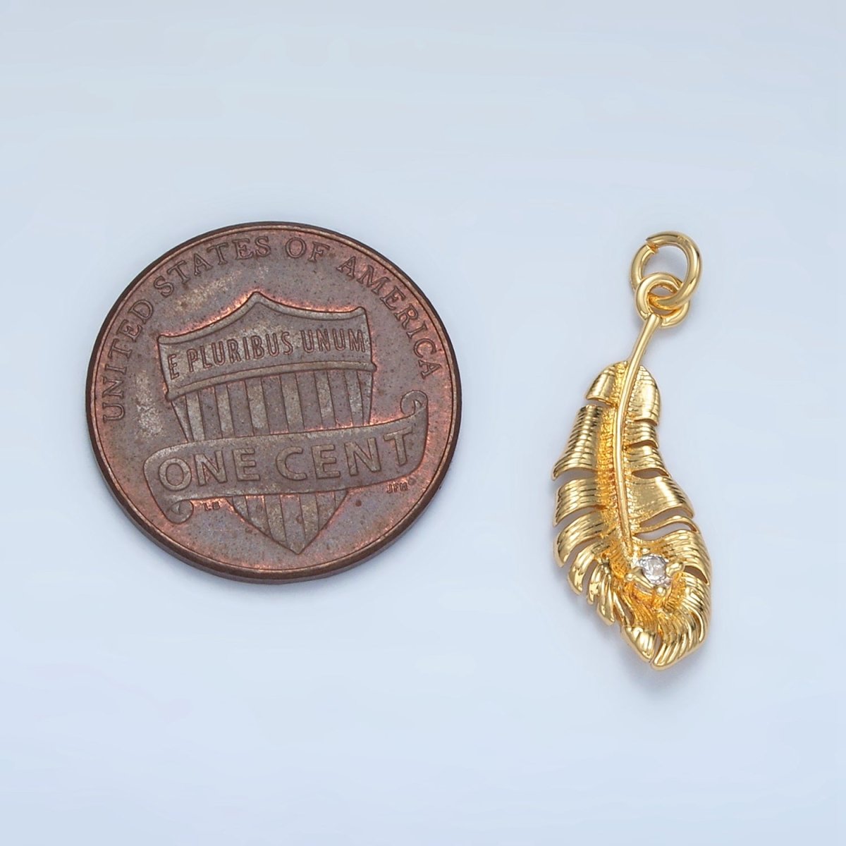 24K Gold Filled CZ Banana Leaf Nature Charm in Gold & Silver | E383