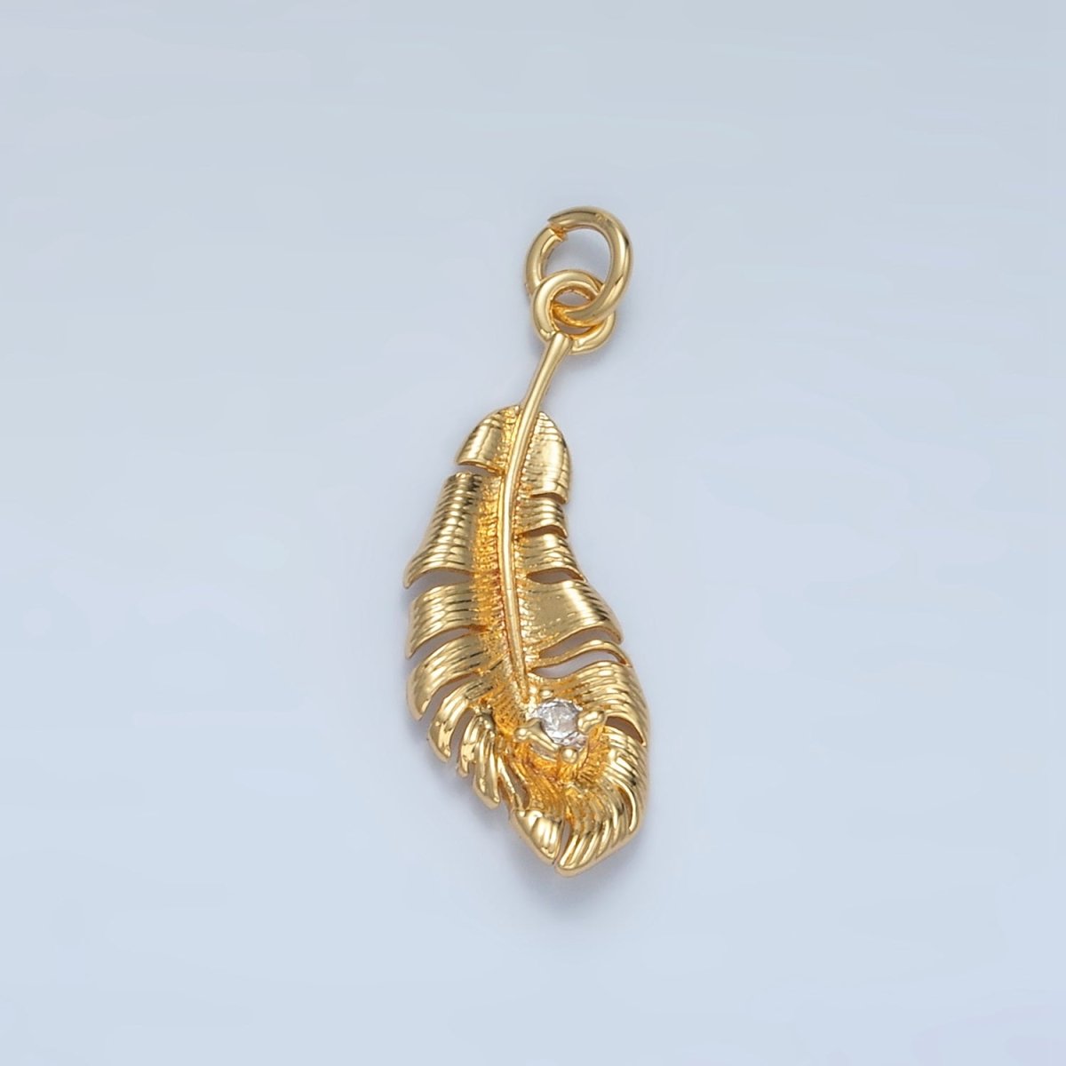24K Gold Filled CZ Banana Leaf Nature Charm in Gold & Silver | E383