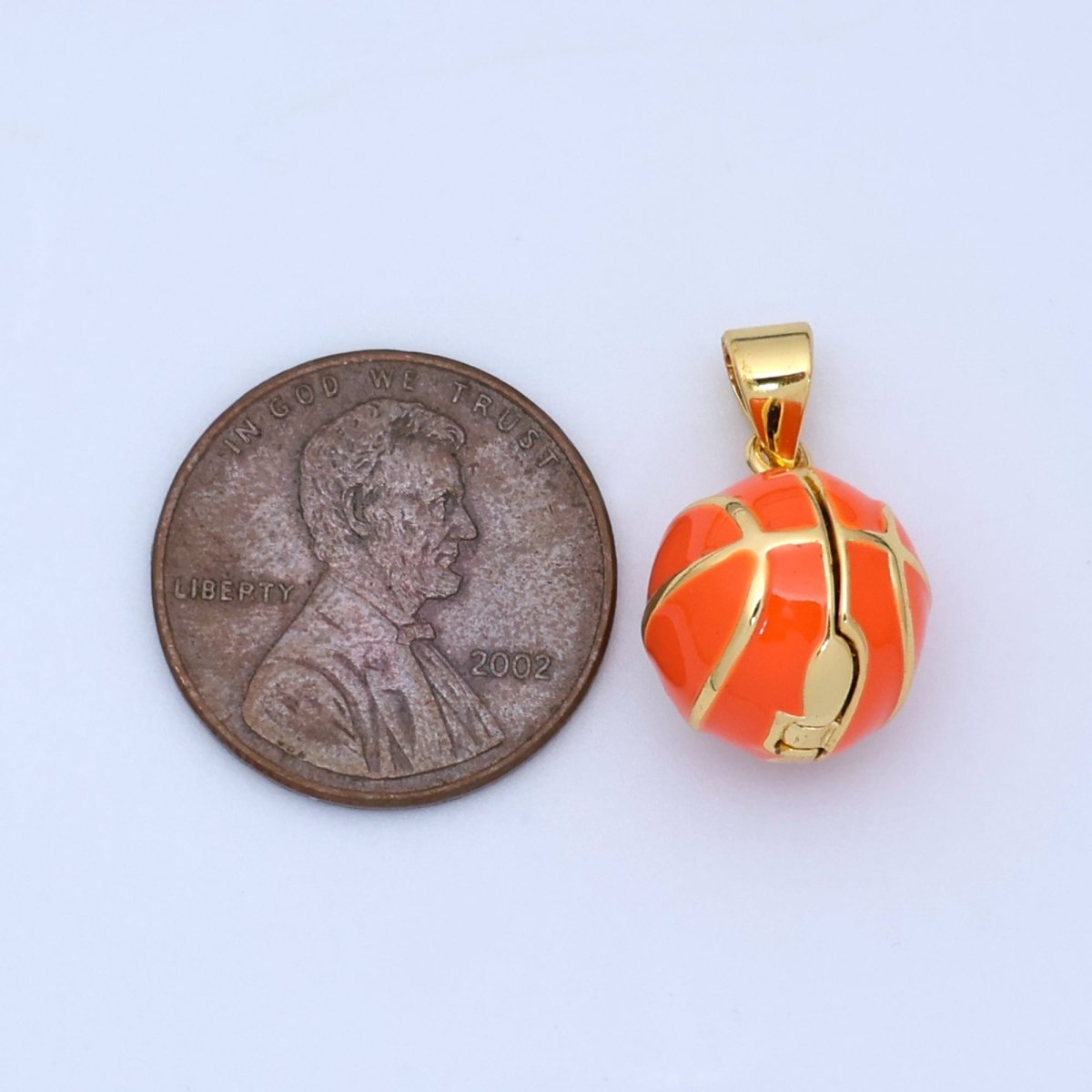 24K Gold Filled CZ Basketball Sports Ball Locket Pendant | AA1479 - DLUXCA