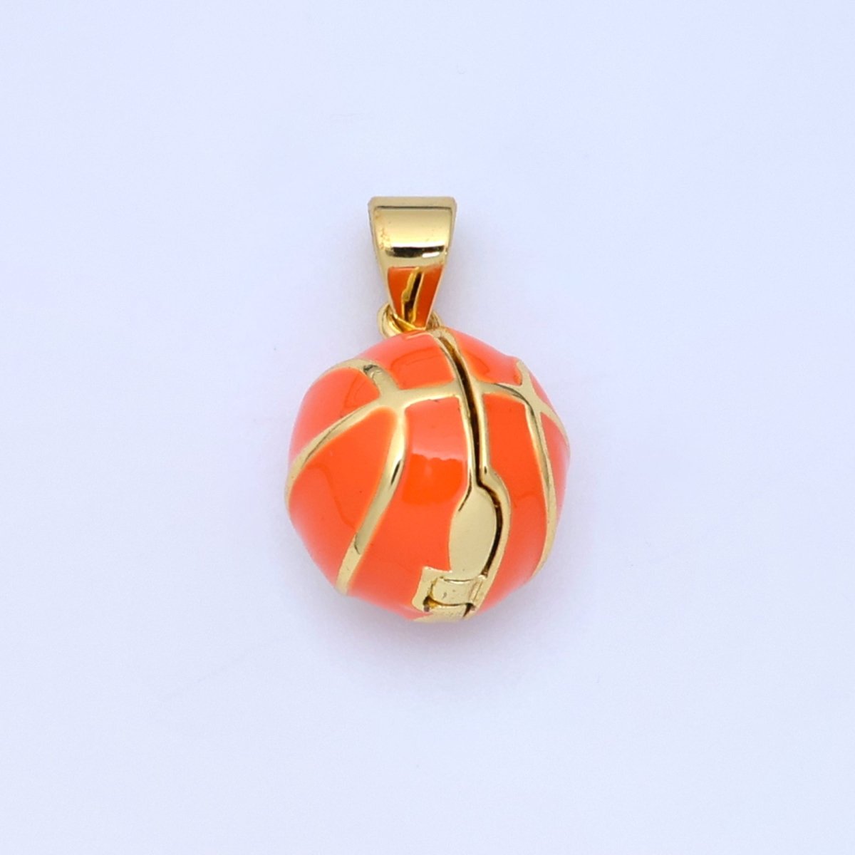 24K Gold Filled CZ Basketball Sports Ball Locket Pendant | AA1479 - DLUXCA