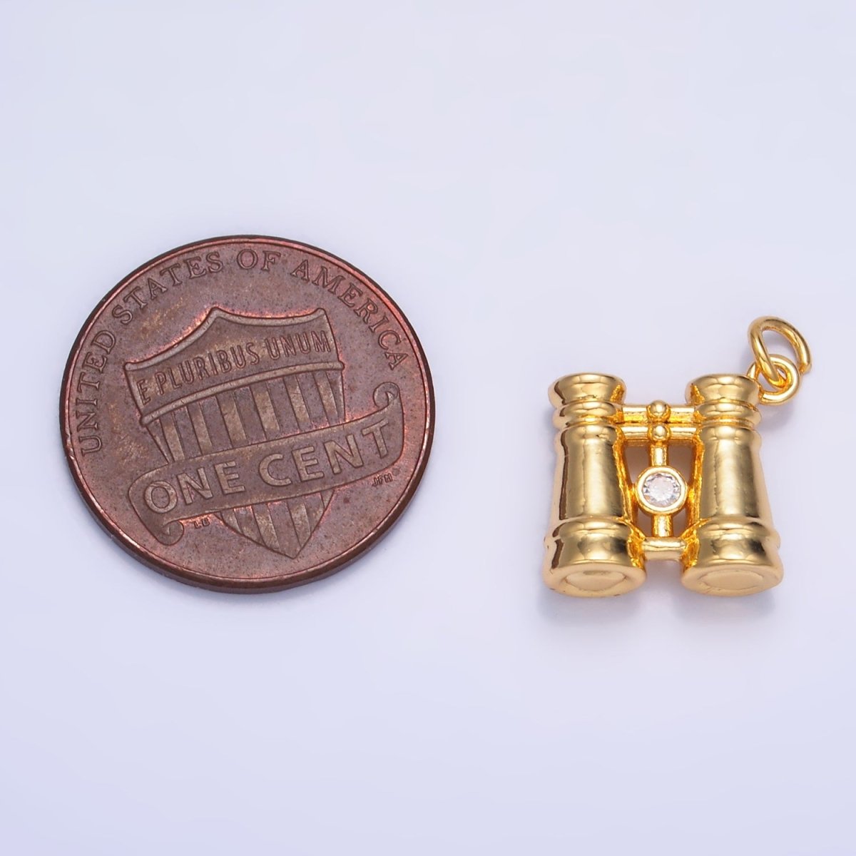 24K Gold Filled CZ Binoculars 3D Multidimensional Charm in Gold & Silver | W368
