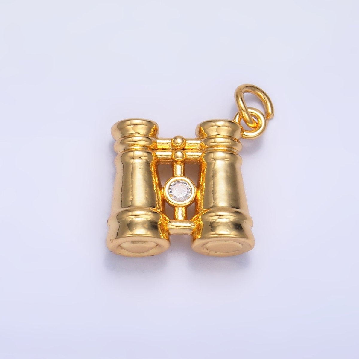 24K Gold Filled CZ Binoculars 3D Multidimensional Charm in Gold & Silver | W368