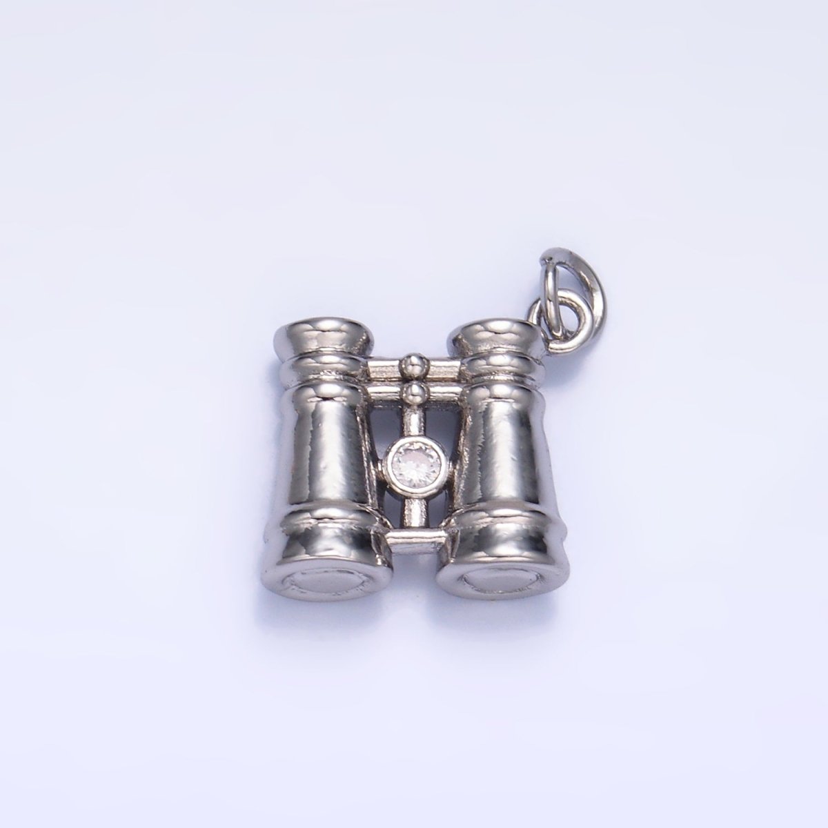 24K Gold Filled CZ Binoculars 3D Multidimensional Charm in Gold & Silver | W368