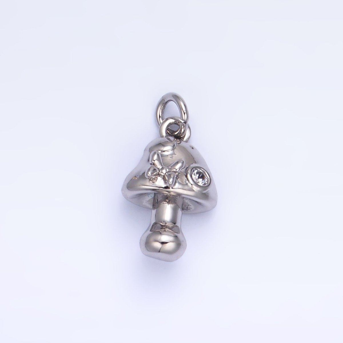 24K Gold Filled CZ Butterfly Mushroom Charm in Gold & Silver | W354