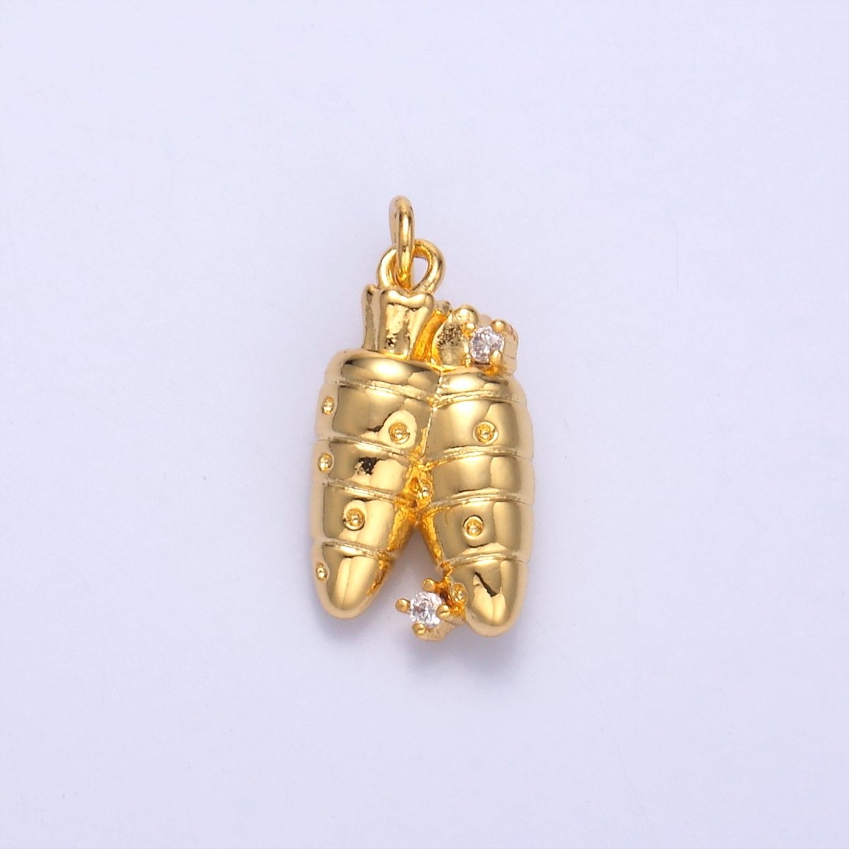 24K Gold Filled CZ Carrot Vegetable Multidimensional 3D Charm | N073 - DLUXCA