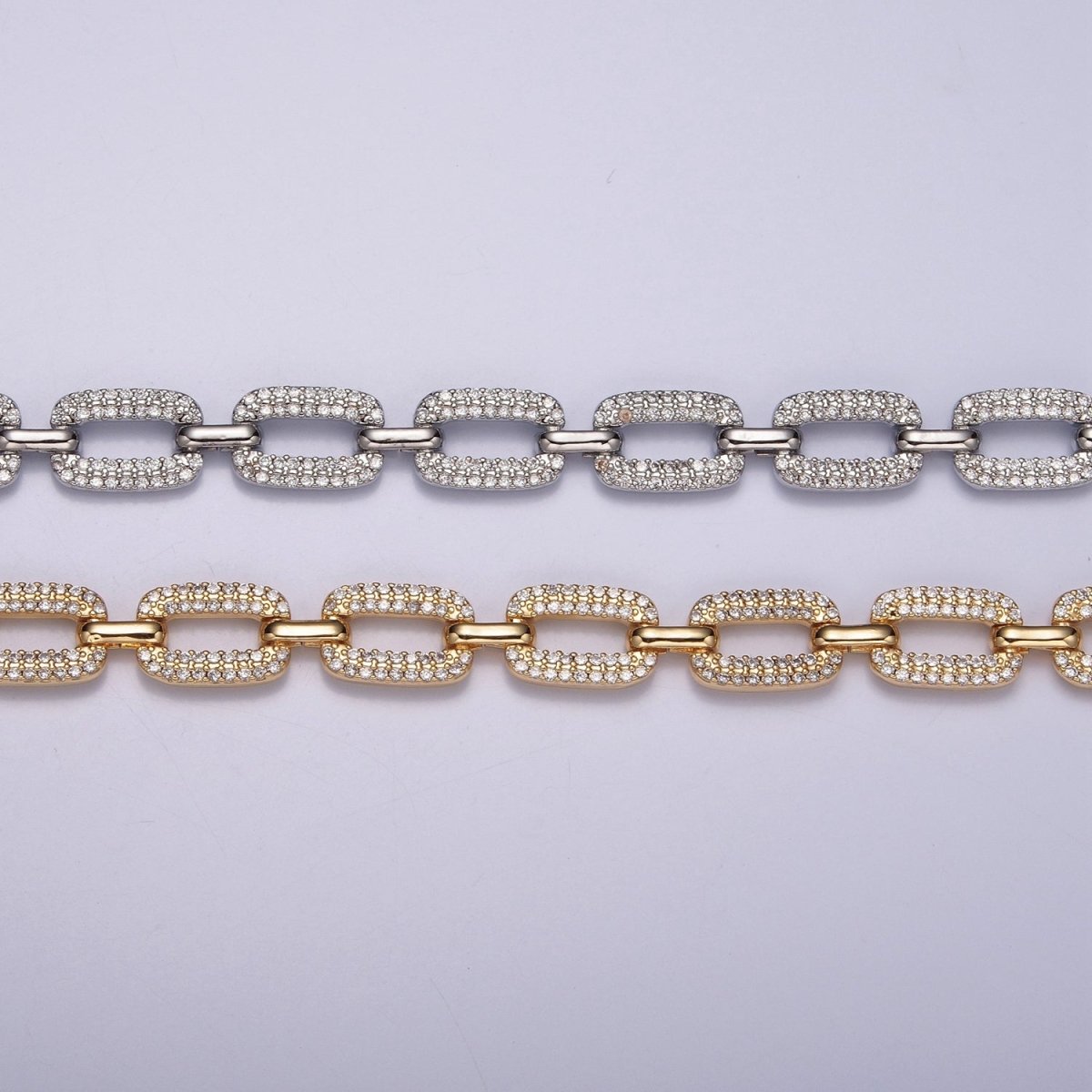 24k Gold Filled CZ Chain Micro Pave Oval Paperclip Chain Necklace Ready to Wear | WA-1006 WA-1007 Clearance Pricing