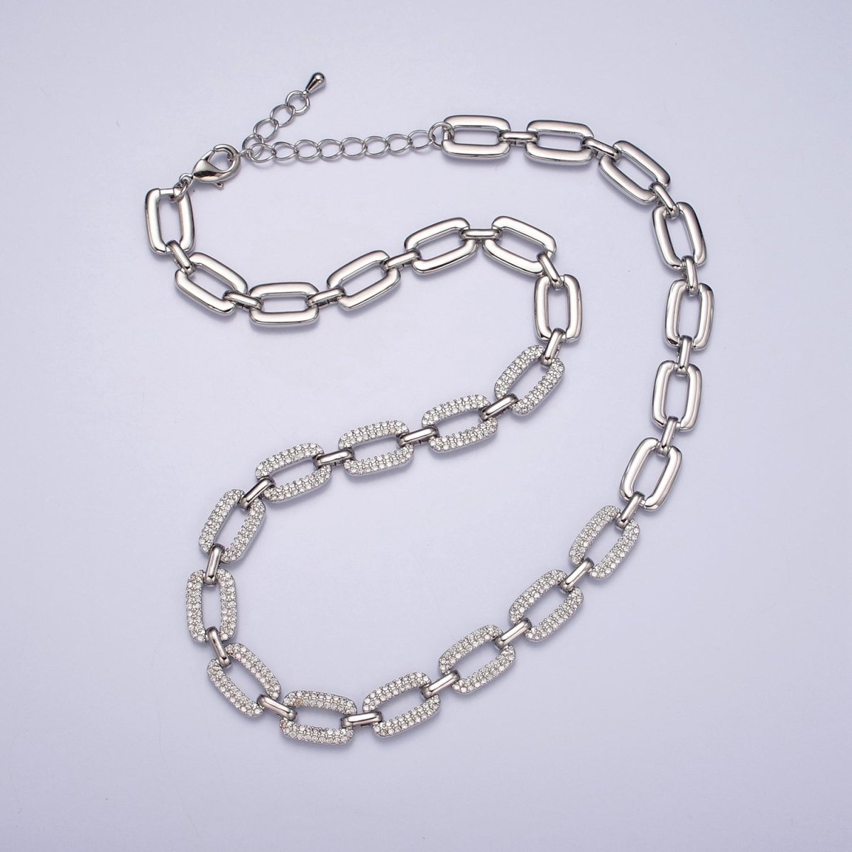 24k Gold Filled CZ Chain Micro Pave Oval Paperclip Chain Necklace Ready to Wear | WA-1006 WA-1007 Clearance Pricing