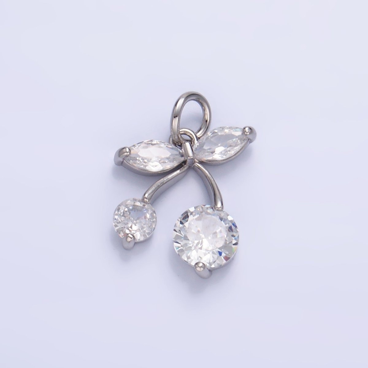 24K Gold Filled CZ Cherry Fruit Mini Charm in Gold & Silver | W806