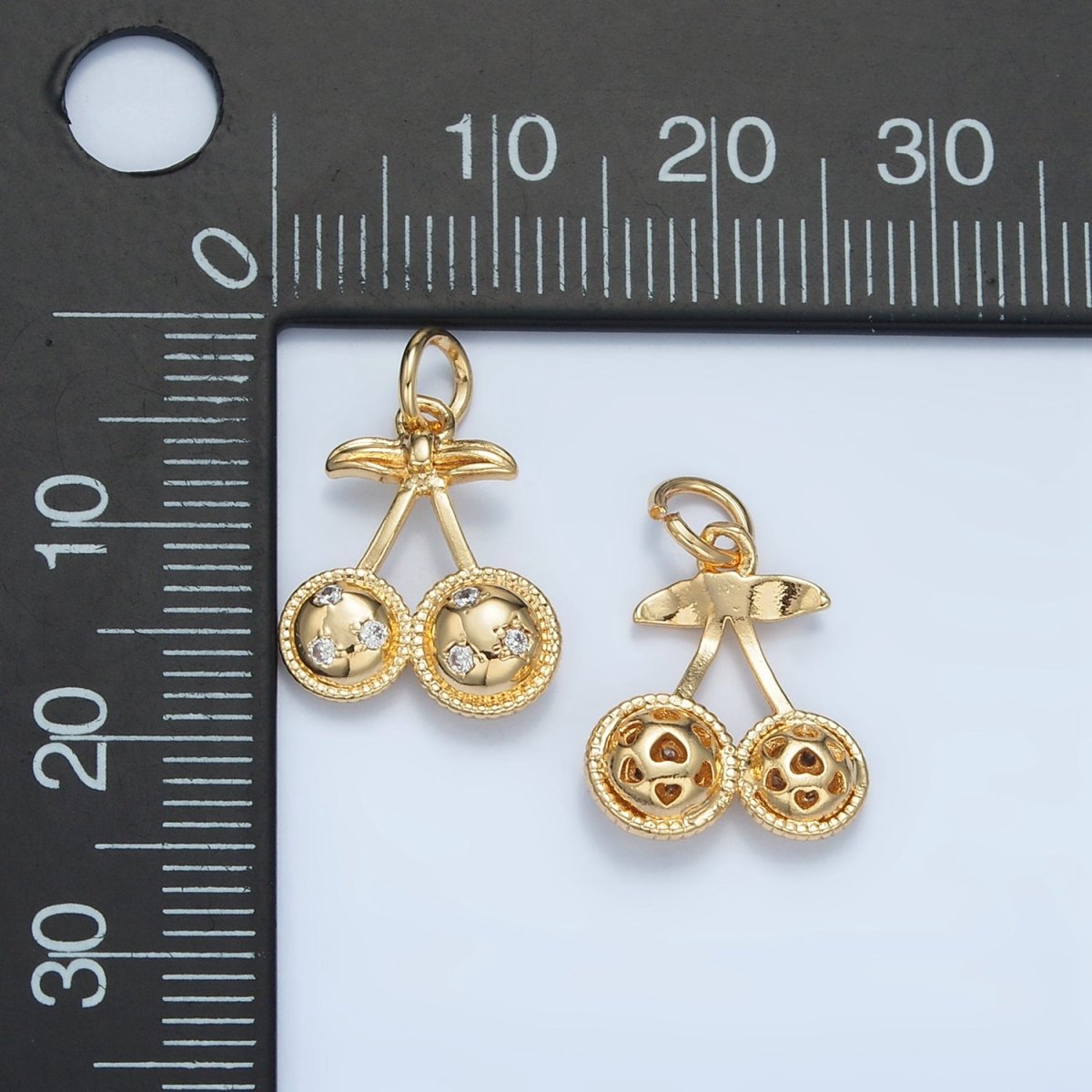 24K Gold Filled CZ Cherry Fruit Mini Charm | M045 - DLUXCA