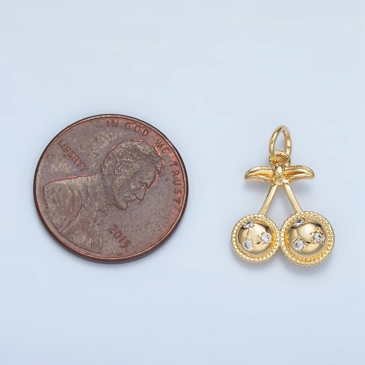 24K Gold Filled CZ Cherry Fruit Mini Charm | M045 - DLUXCA