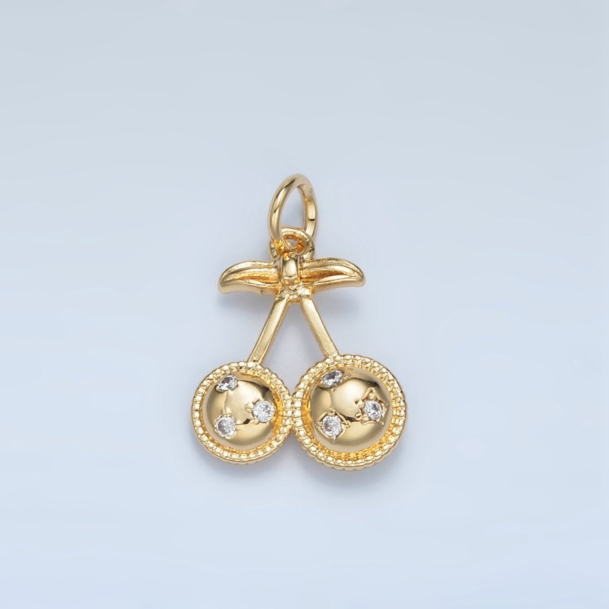 24K Gold Filled CZ Cherry Fruit Mini Charm | M045 - DLUXCA