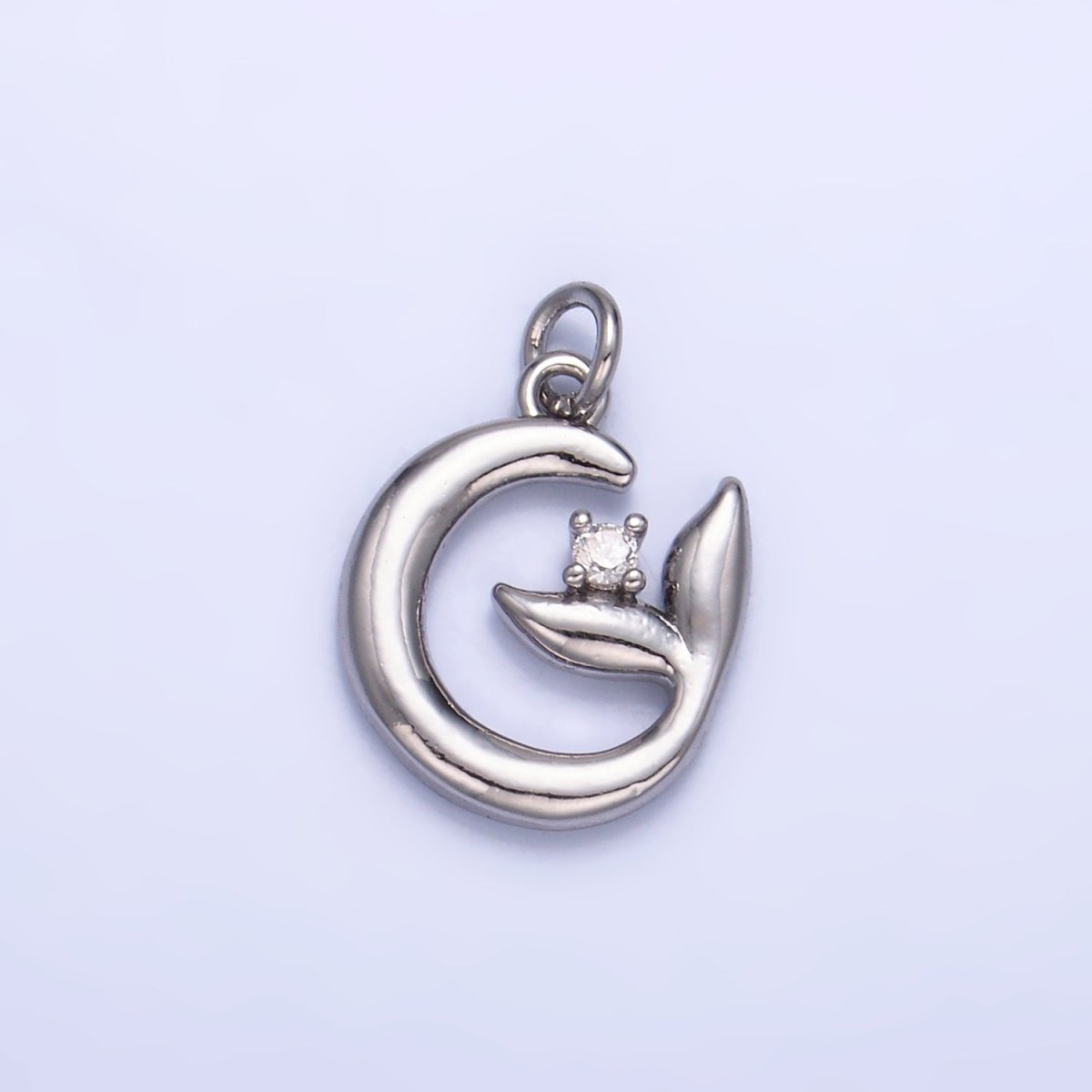 24K Gold Filled CZ Circular Fish Tail Charm in Gold & Silver | W356