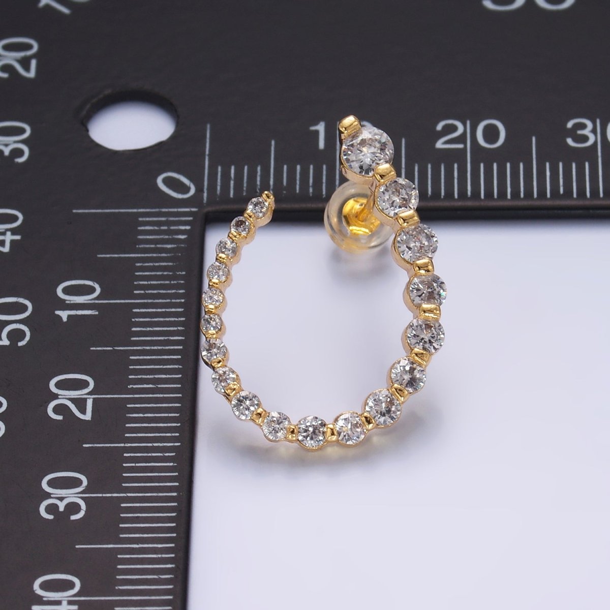24K Gold Filled CZ Circular U - Shaped Horseshoe Earrings Set | AB873 - DLUXCA