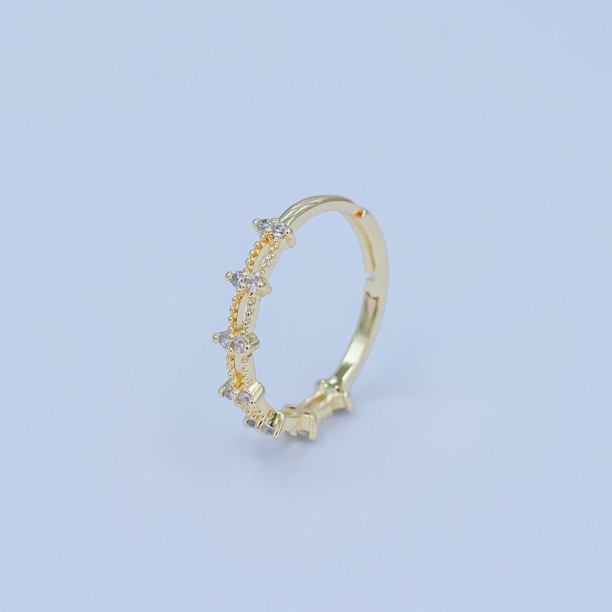 24K Gold Filled CZ Cluster Geometric Adjustable Ring | O821 - DLUXCA