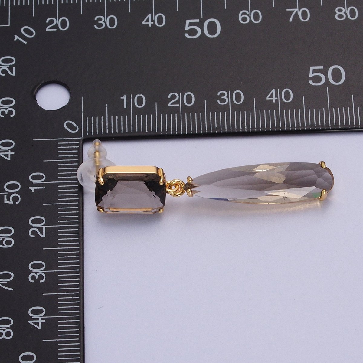 24K Gold Filled CZ Cubic Zirconia Baguette Teardrop Dangle Studs Earrings | AD-232~AD-243