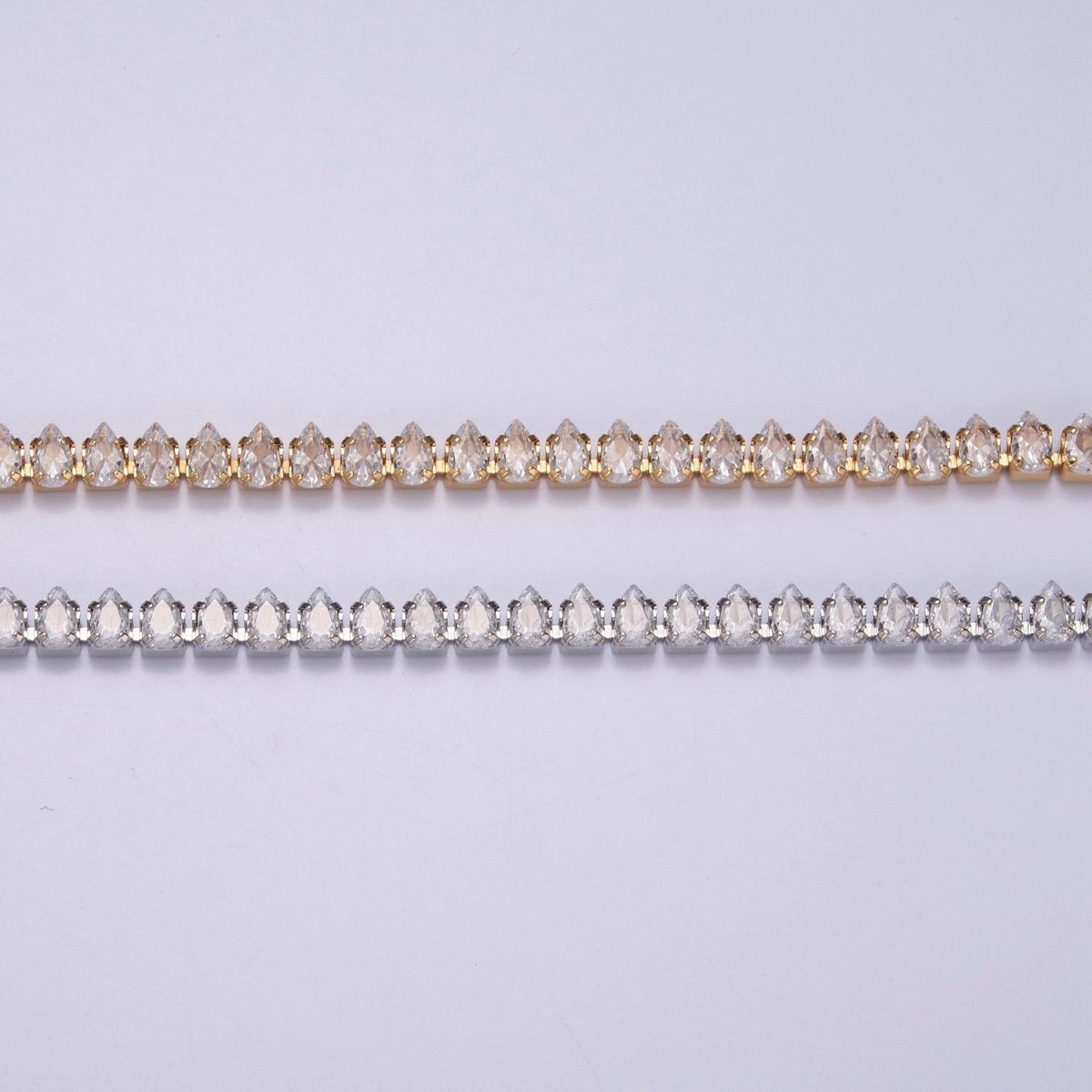 24K Gold Filled CZ Cubic Zirconia Teardrop Tennis Chain Necklace | WA-998 WA-999 Clearance Pricing