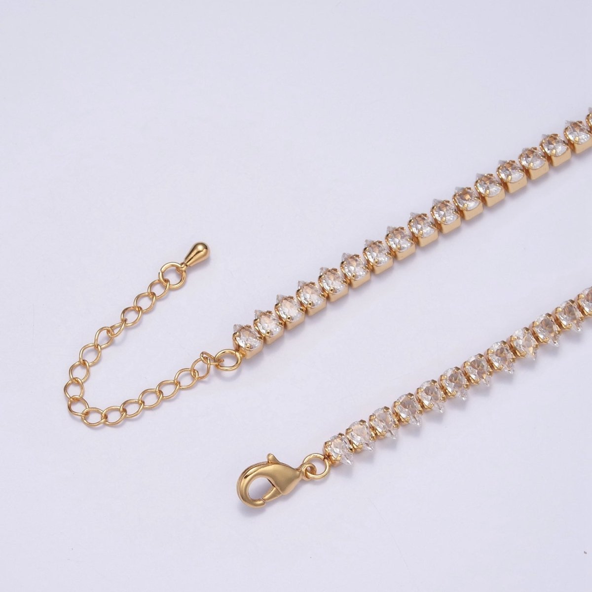24K Gold Filled CZ Cubic Zirconia Teardrop Tennis Chain Necklace | WA-998 WA-999 Clearance Pricing