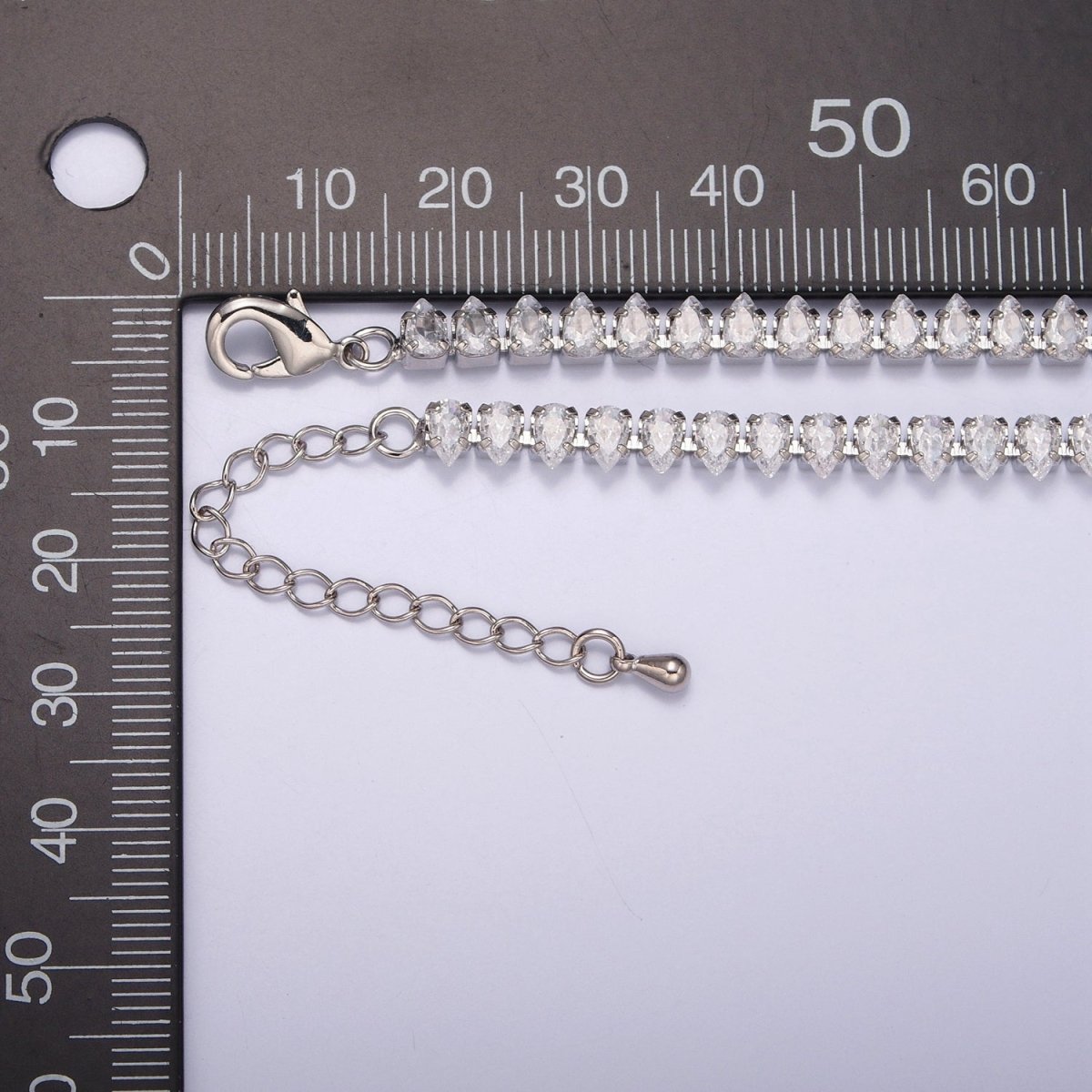 24K Gold Filled CZ Cubic Zirconia Teardrop Tennis Chain Necklace | WA-998 WA-999 Clearance Pricing