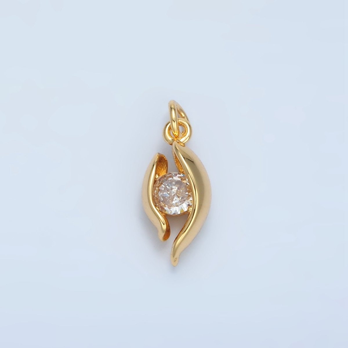 24K Gold Filled CZ Curved Band Geometric Mini Charm in Gold & Silver | E378