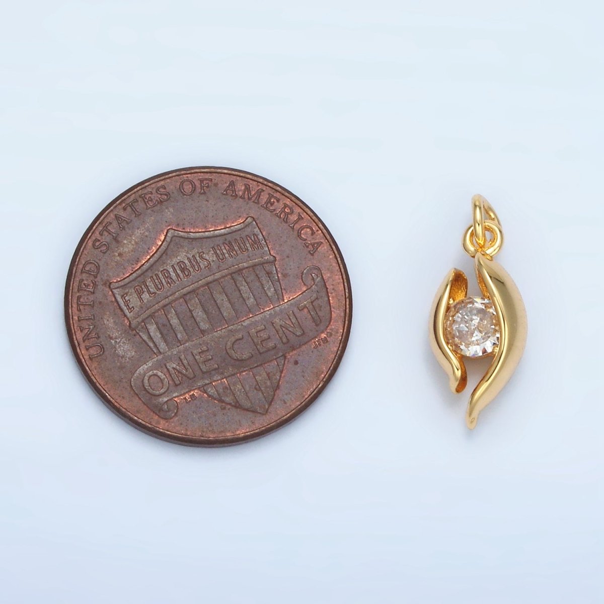 24K Gold Filled CZ Curved Band Geometric Mini Charm in Gold & Silver | E378