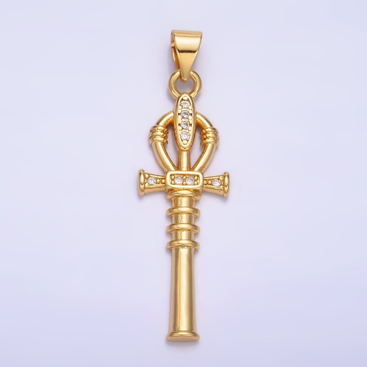 24K Gold Filled CZ Dainty Ankh Cross Charm | AA - 1067 - DLUXCA